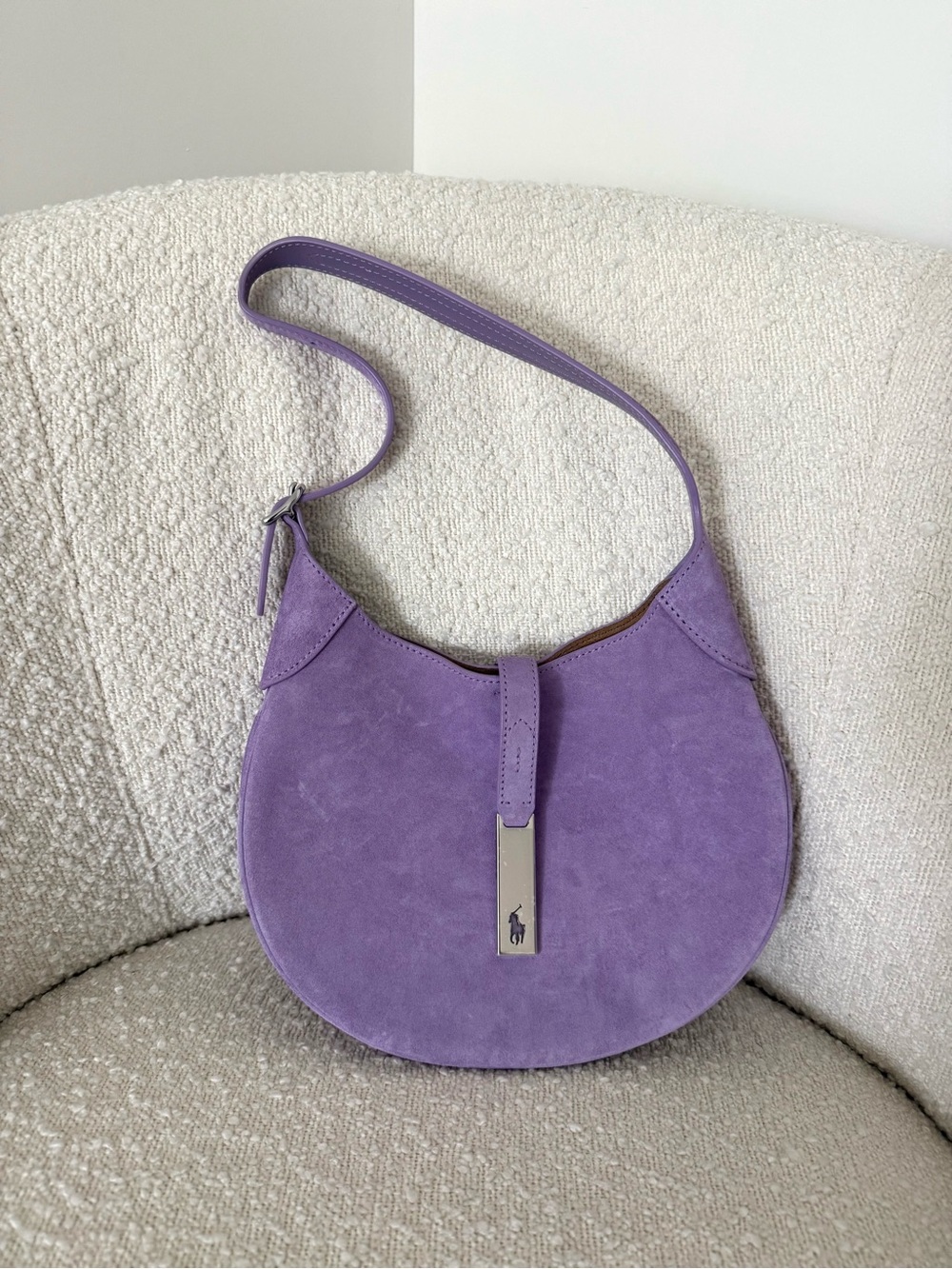Polo by Ralph Lauren Polo ID Purple Suede Crescent Shoulder Bag
